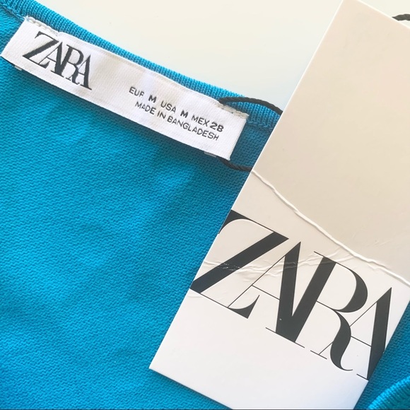 🌸New🌸 Zara Polka Dot Knit Dress Medium Blue NWT - Picture 3 of 8